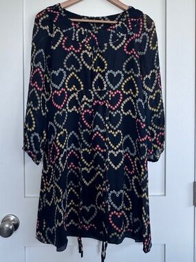 Orla Kiely Black Long Sleeve Dress w Heart Print 2